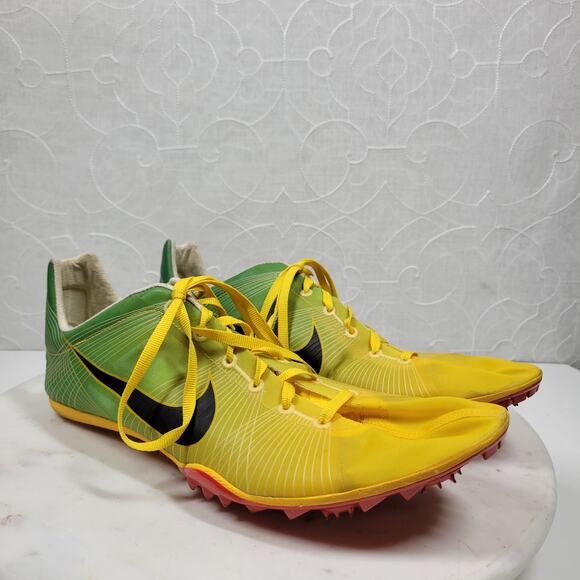 Nike Bowerman Zoom Victory Shoes Mens 11.5‎ Yellow Green Ultra Lite Track Field - Picture 2 of 14